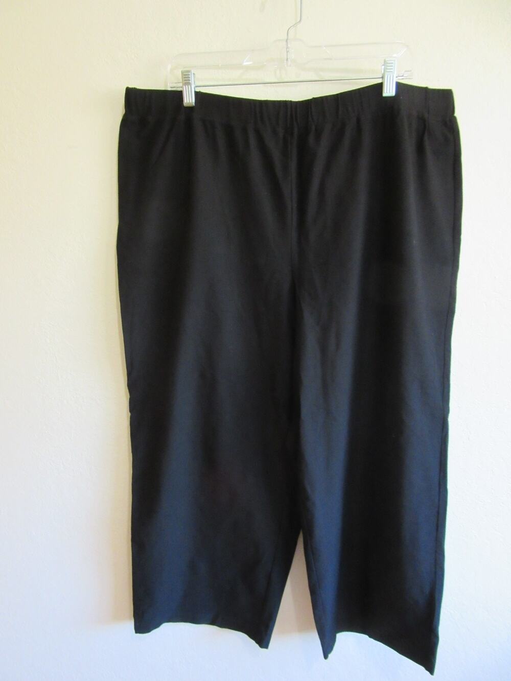 EILEEN FISHER Black Crepe Pull On 3X Crop Viscose Blend Pants-JB3
